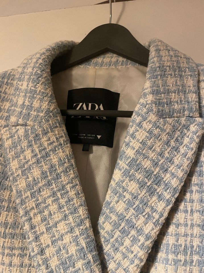 Mavi Ekose Desenli Kadın Blazer Ceket - Görsel 3