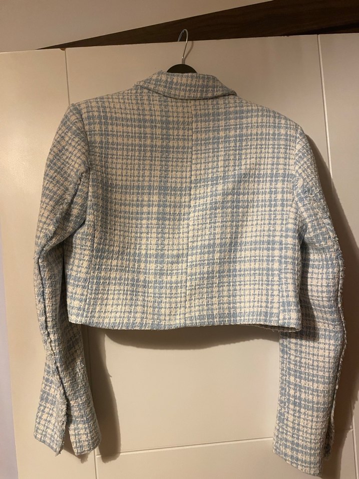 Mavi Ekose Desenli Kadın Blazer Ceket - Görsel 2