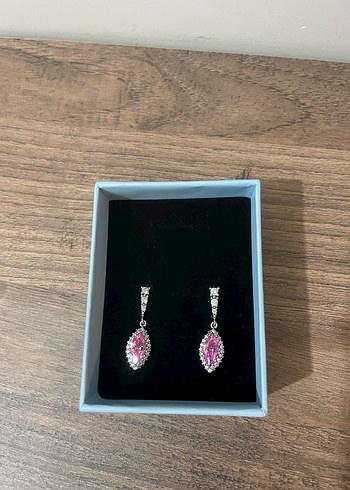 Pembe Mini Payetli Kadın Gümüş Küpe - Görsel 2