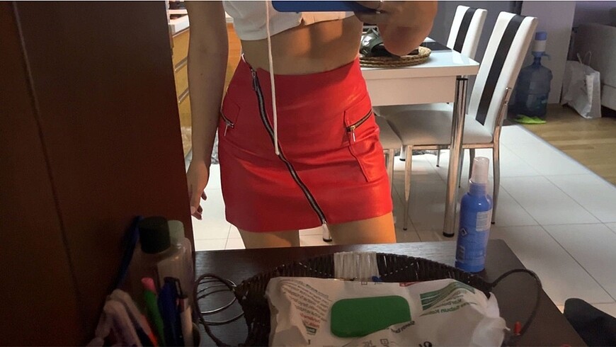 Bershka Suni Deri Mini Etek
