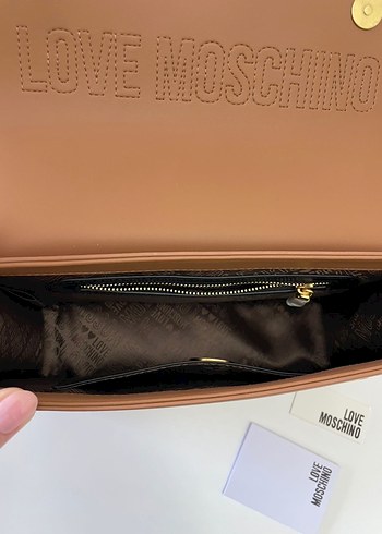 Love Moschino Zincir Detaylı Bej Deri Çanta - Görsel 6