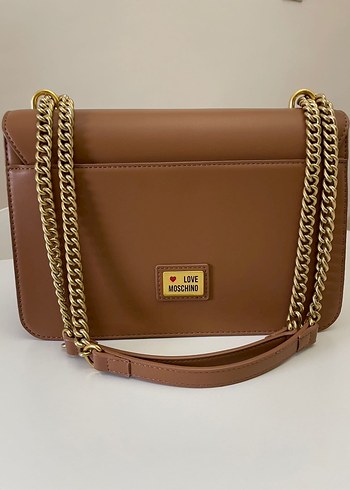 Love Moschino Zincir Detaylı Bej Deri Çanta - Görsel 2
