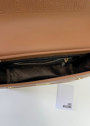 Love Moschino Zincir Detaylı Bej Deri Çanta - Görsel 4