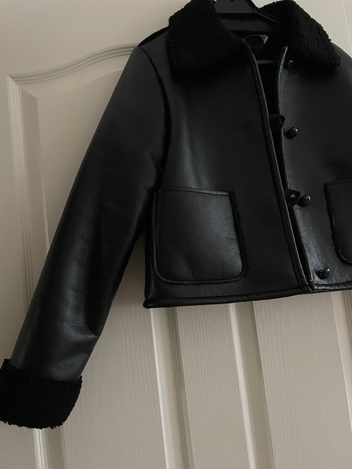 Zara Siyah Deri Ceket - Görsel 3