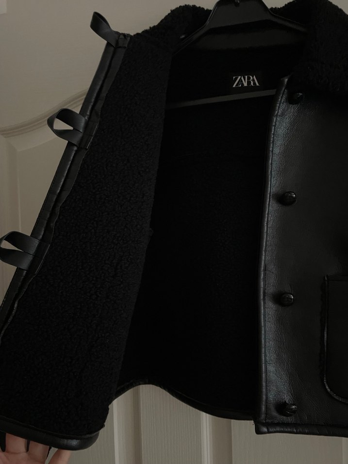 Zara Siyah Deri Ceket - Görsel 4