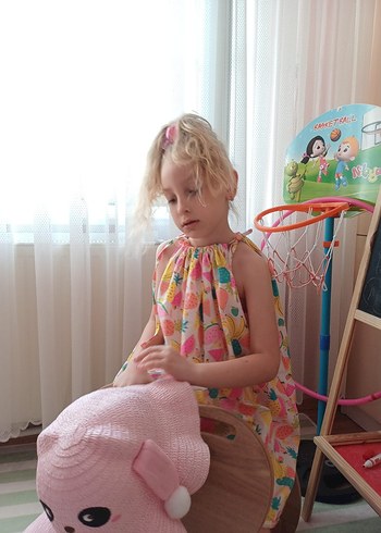 Diğer Kız Çocuk Pembe Bohem Halter Yaka Elbise