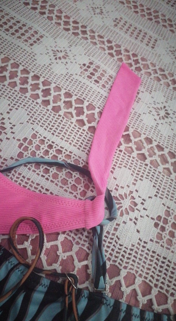 Renkli Zebra Desenli Mini Bikini Üstü - Görsel 4