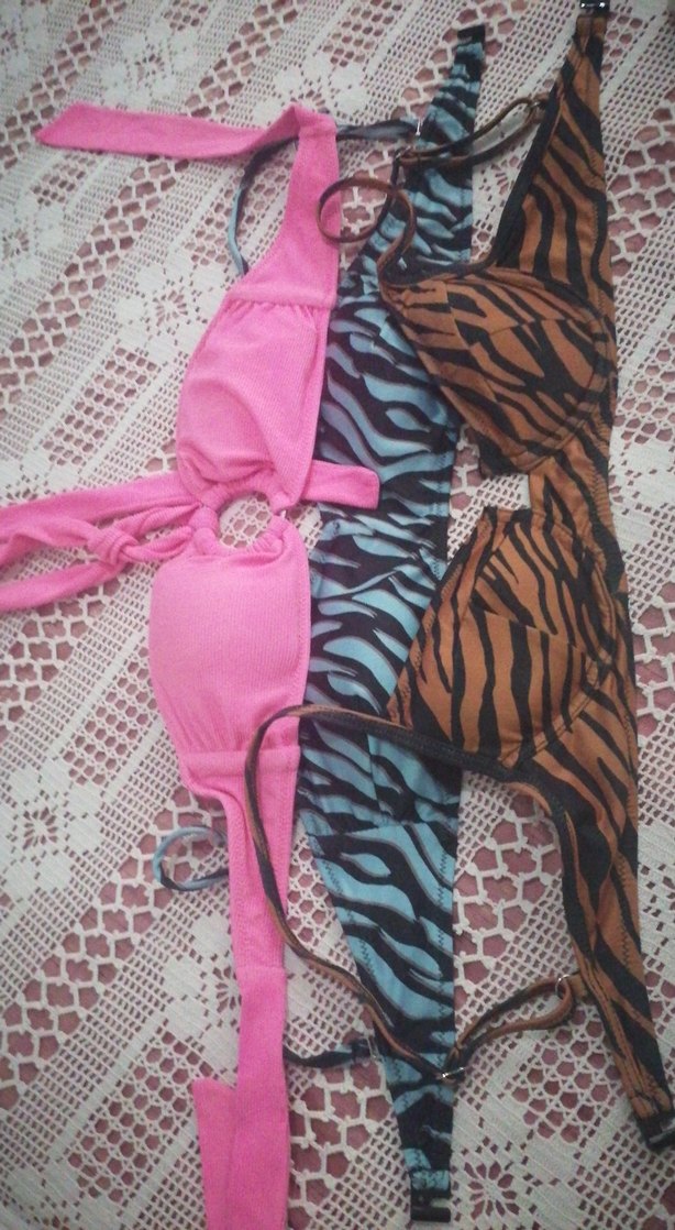 Renkli Zebra Desenli Mini Bikini Üstü - Görsel 2