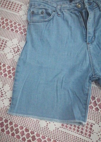 Mavi Rahat Kesim Kısa Kot Şort - Görsel 2