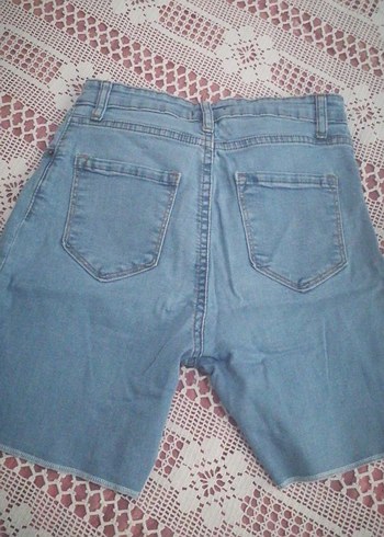 Mavi Rahat Kesim Kısa Kot Şort - Görsel 5