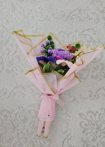 El Yapımı Şönil Çiçek Buketi - Görsel 2