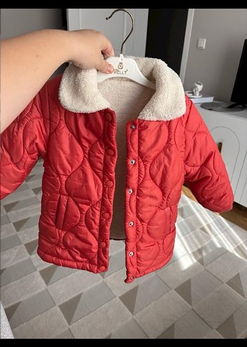 Çocuk Kırmızı Kürklü Ceket - Görsel 2