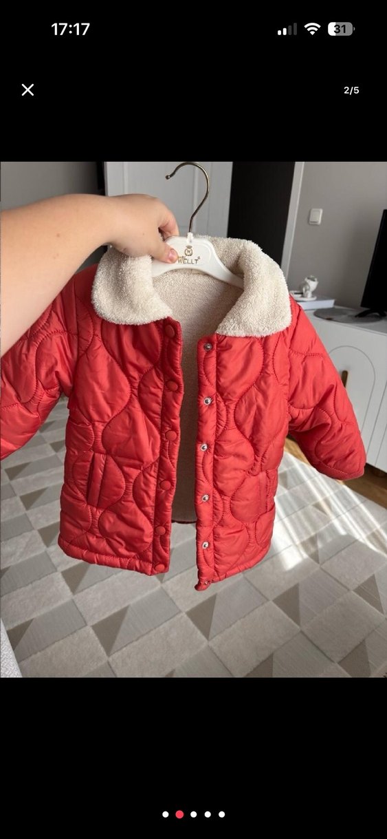 Çocuk Kırmızı Kürklü Ceket - Görsel 2