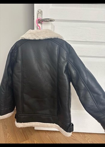 Orjinal Kürklü Siyah Deri Biker Ceket - Görsel 5