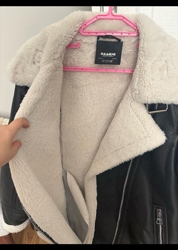 Orjinal Kürklü Siyah Deri Biker Ceket - Görsel 6