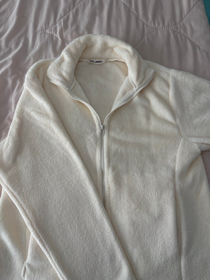 Beyaz Peluş Kadın Ceket - Görsel 4