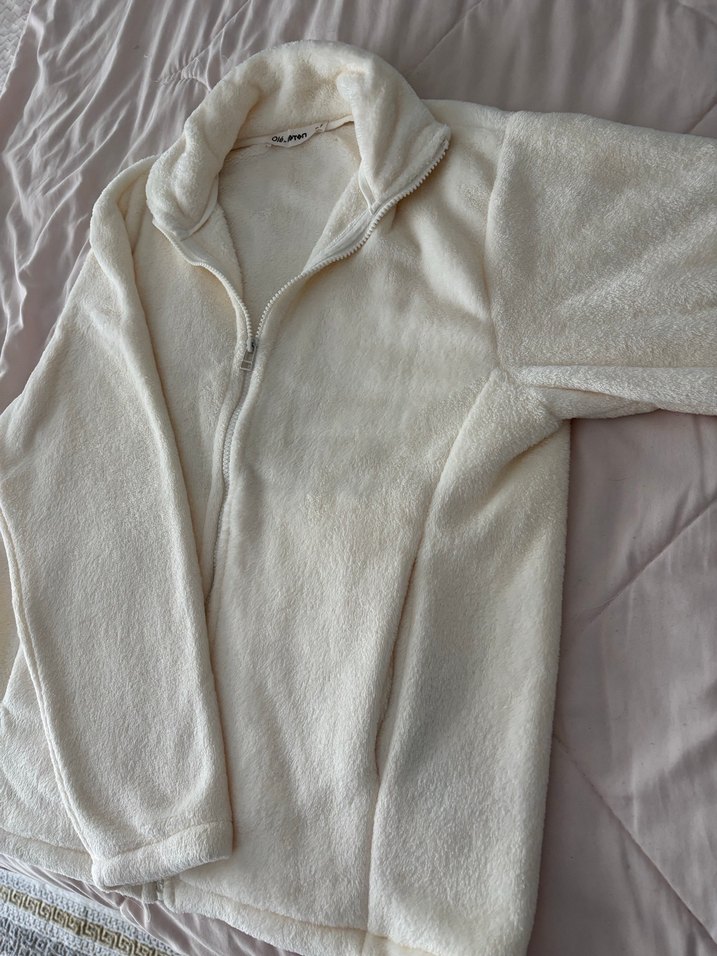 Beyaz Peluş Kadın Ceket - Görsel 2