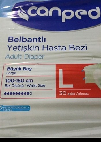 Canped Büyük Boy Yetişkin Hasta Bezi 30'lu