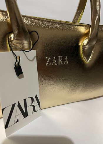 Zara Zara Kadın Altın Renk Deri Çanta