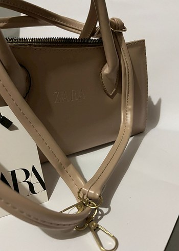  Beden camel Renk Bej Deri Kadın Çanta - Zara