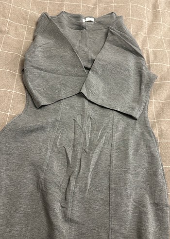 Gri Fitilli Midi Kadın Elbise - Görsel 2