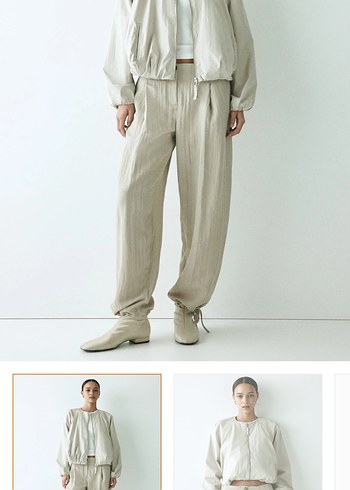 Bej Pilili Kadın Keten Pantolon - Görsel 2