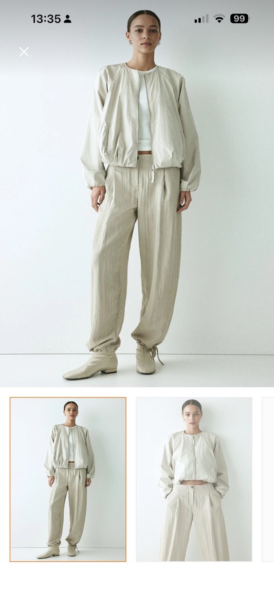 Bej Pilili Kadın Keten Pantolon - Görsel 2