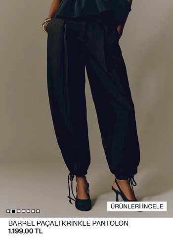 Barrel Paçalı Siyah Kadın Pantolon - Görsel 2