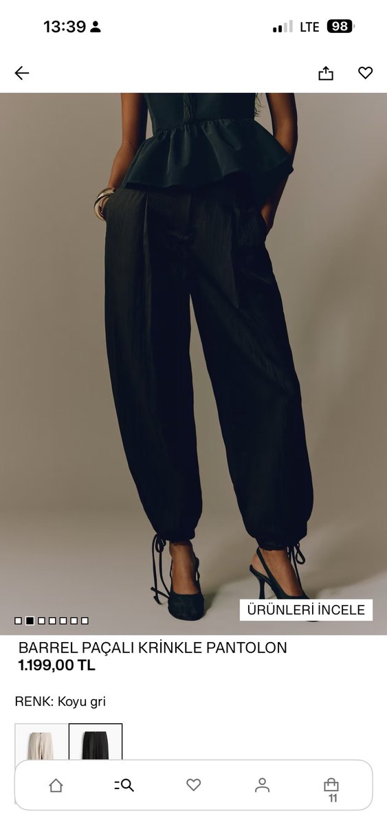 Barrel Paçalı Siyah Kadın Pantolon - Görsel 2