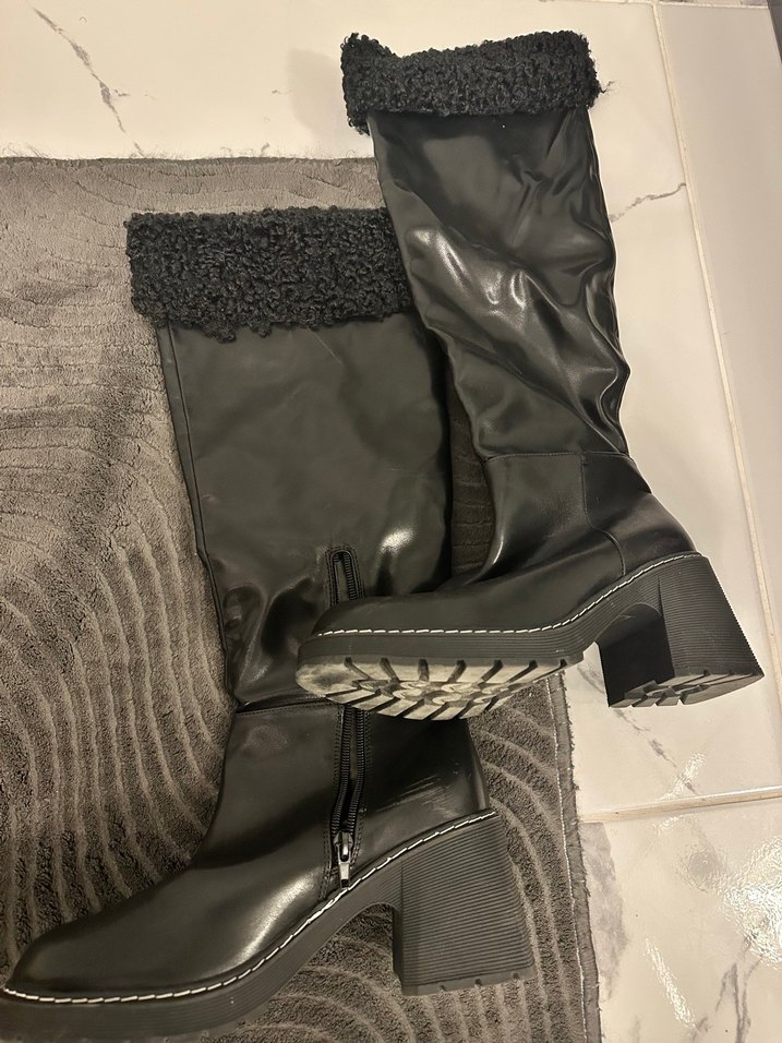 İpekyol Siyah Deri Kürklü Topuklu Bot - Görsel 2