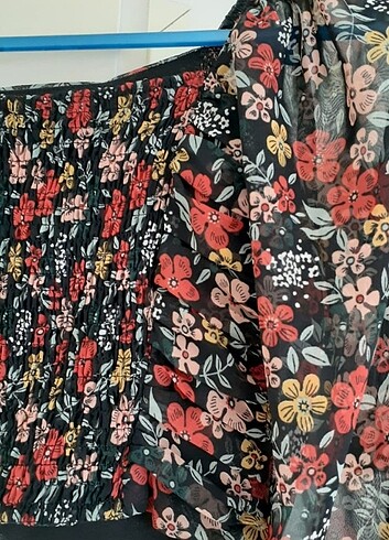 36 Beden çeşitli Renk Desenli Crop Bluz