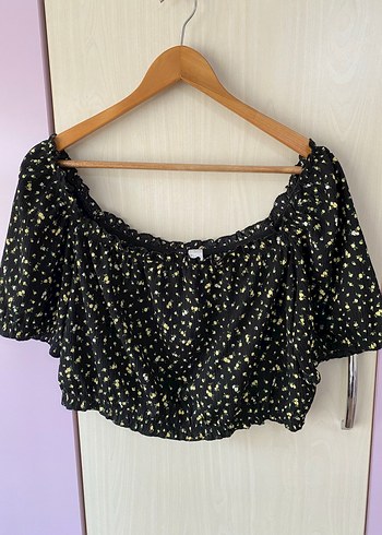 Sarı Desenli Mini Bluz