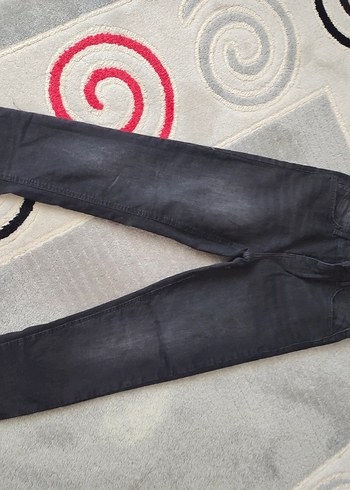 Kadın Siyah İnce Denim Kemerli Pantolon