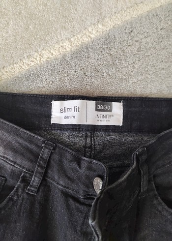 Denim&Co Kadın Siyah İnce Denim Kemerli Pantolon