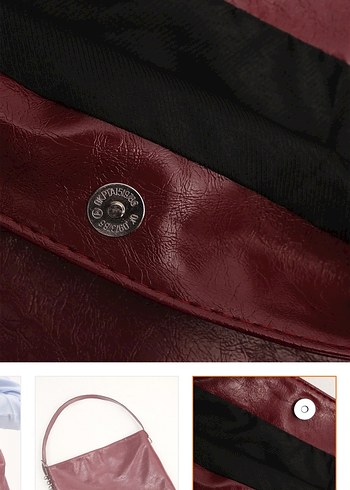 Bordo deri çanta - Görsel 5