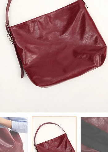 Bordo deri çanta - Görsel 4