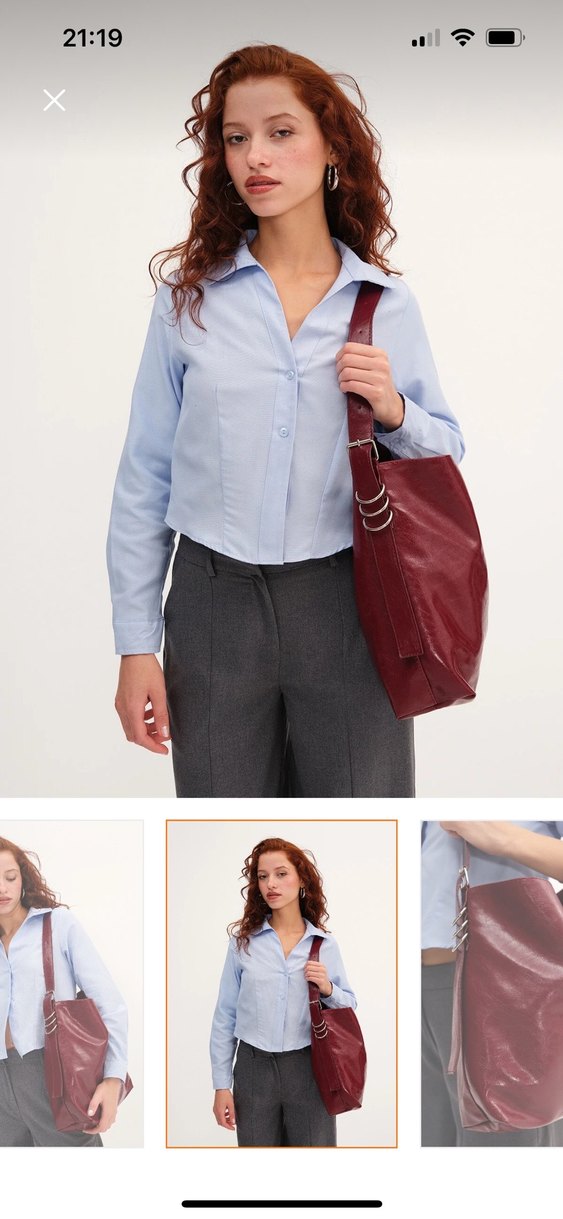 Bordo deri çanta - Görsel 2