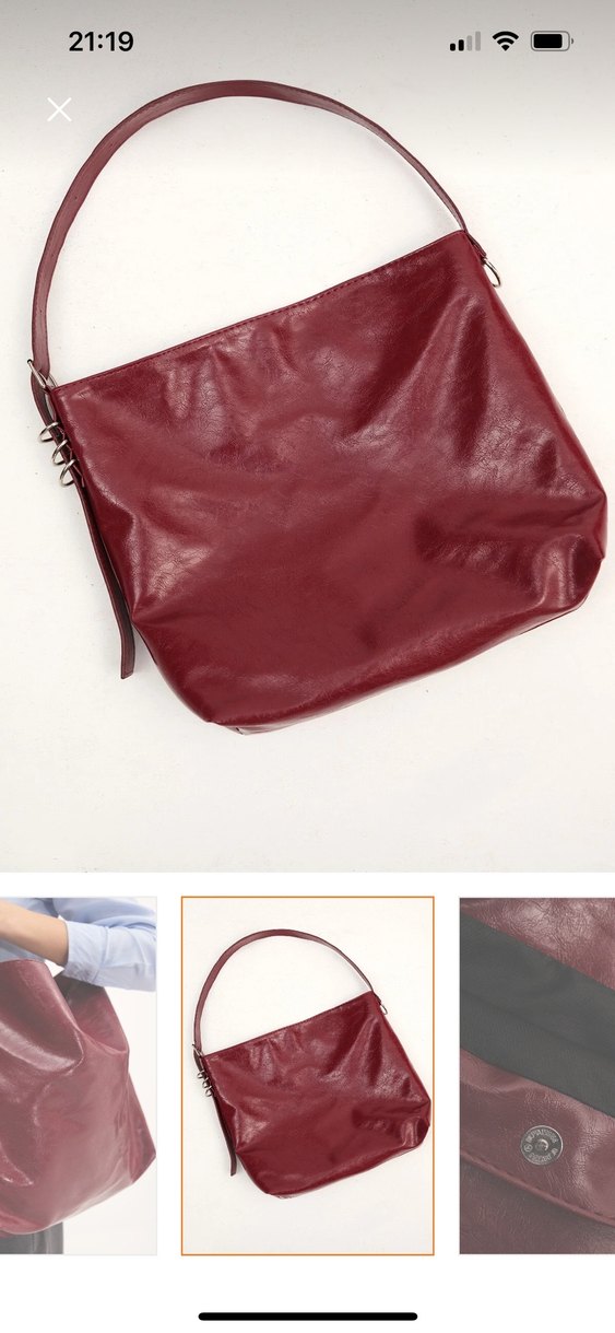 Bordo deri çanta - Görsel 4