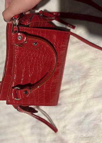 Kırmızı timsah desen çanta - Görsel 2