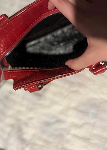 Kırmızı timsah desen çanta - Görsel 3