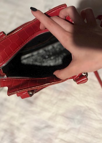 Kırmızı timsah desen çanta - Görsel 4