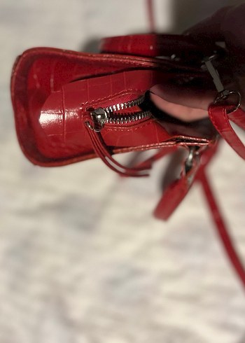 Kırmızı timsah desen çanta - Görsel 6