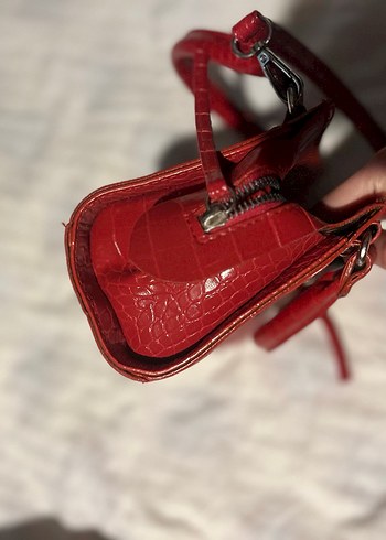 Kırmızı timsah desen çanta - Görsel 7