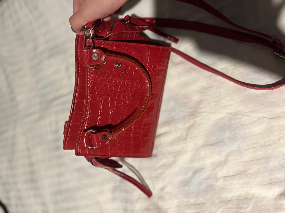 Kırmızı timsah desen çanta - Görsel 2