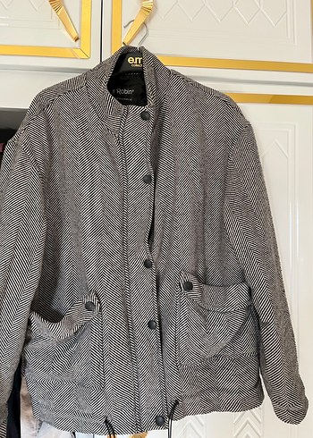 Düğmeli Gri Kadın Yün Ceket - Görsel 3