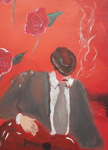 El yapımı ayrılık yağlı boya tablosu  - Görsel 2