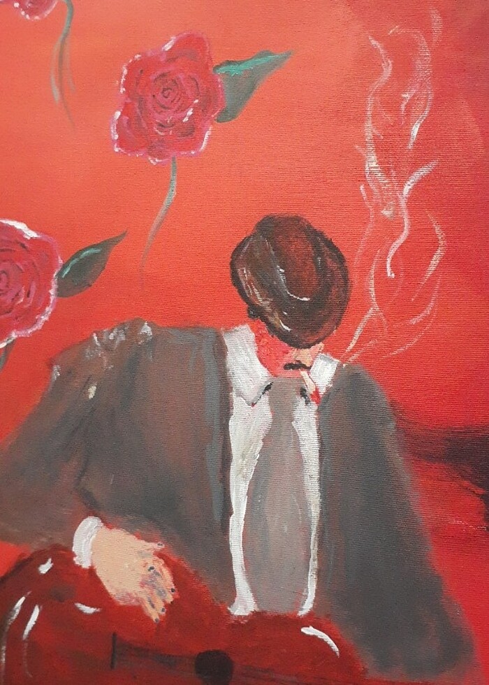 El yapımı ayrılık yağlı boya tablosu  - Görsel 2