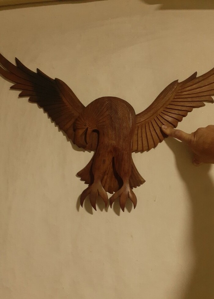 Ahşap el oyması kartal - Görsel 4