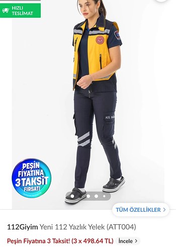 l Beden Sarı Kadın paramedik yelek