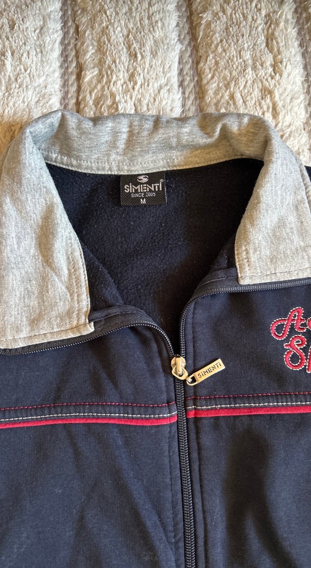 Unisex Lacivert Fermuarlı eşofman üstü - Görsel 2